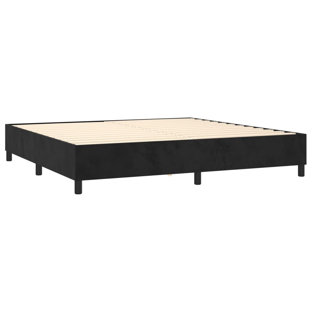 vidaXL Box spring postelja z vzmetnico črna 200x200 cm žamet