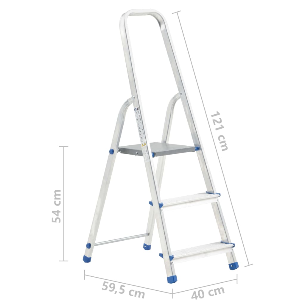 vidaXL Aluminijasta lestev s 3 stopnicami 150 kg