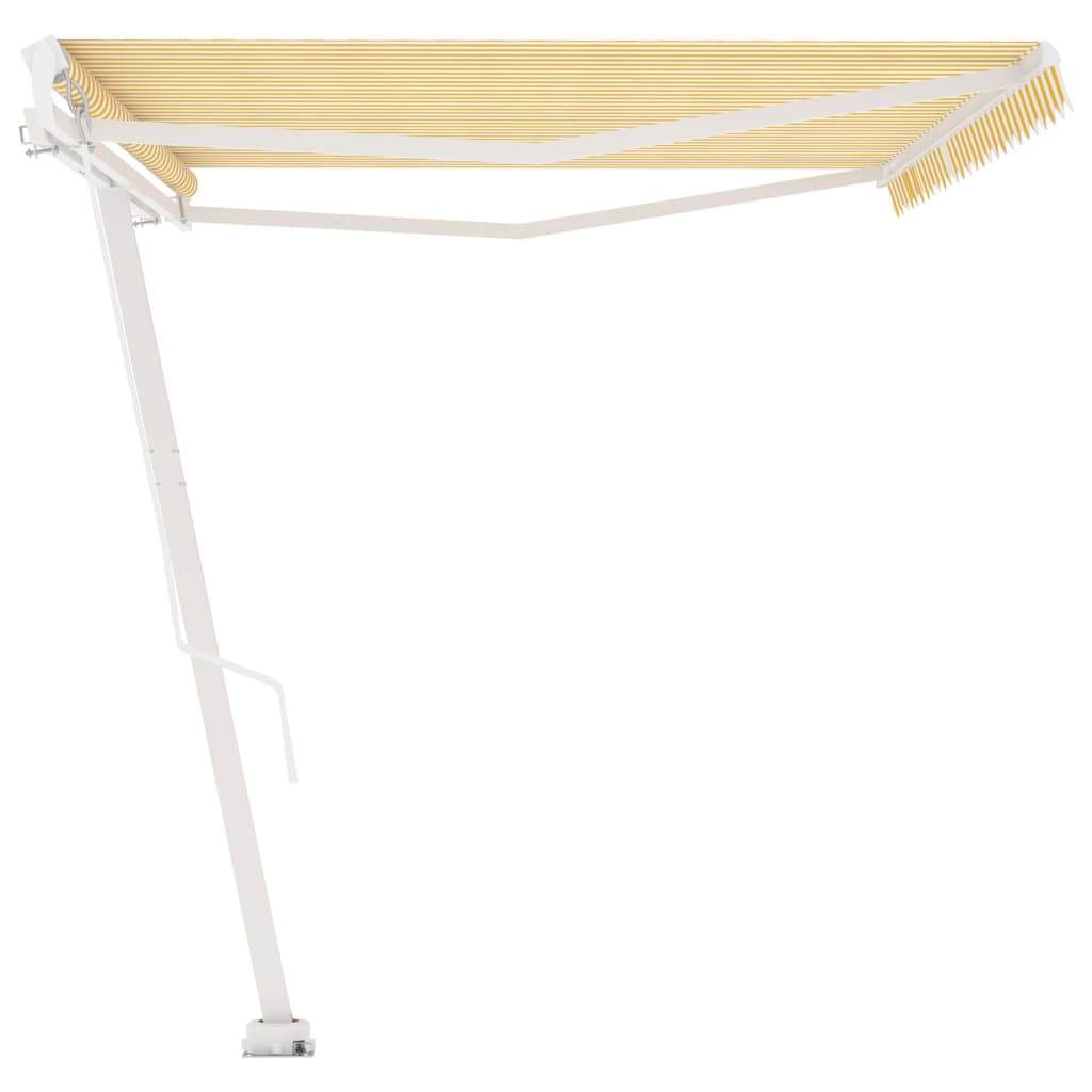 vidaXL Prostostoječa ročno zložljiva tenda 500x350 cm rumena/bela