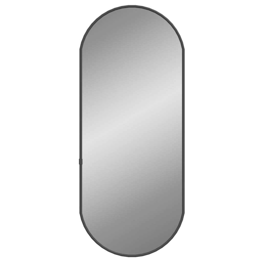 vidaXL Stensko ogledalo črno 60x25 cm ovalno