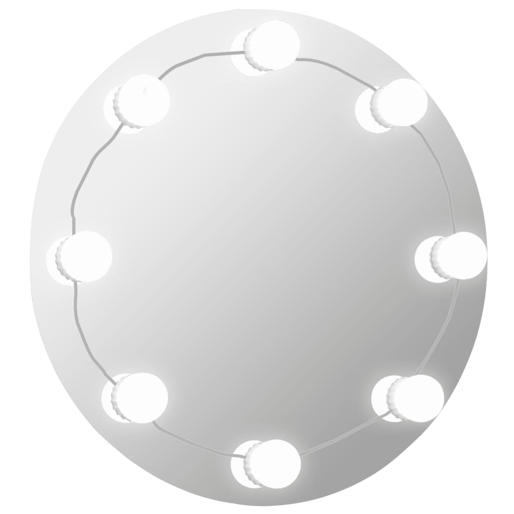vidaXL Stensko ogledalo z LED lučkami okroglo steklo
