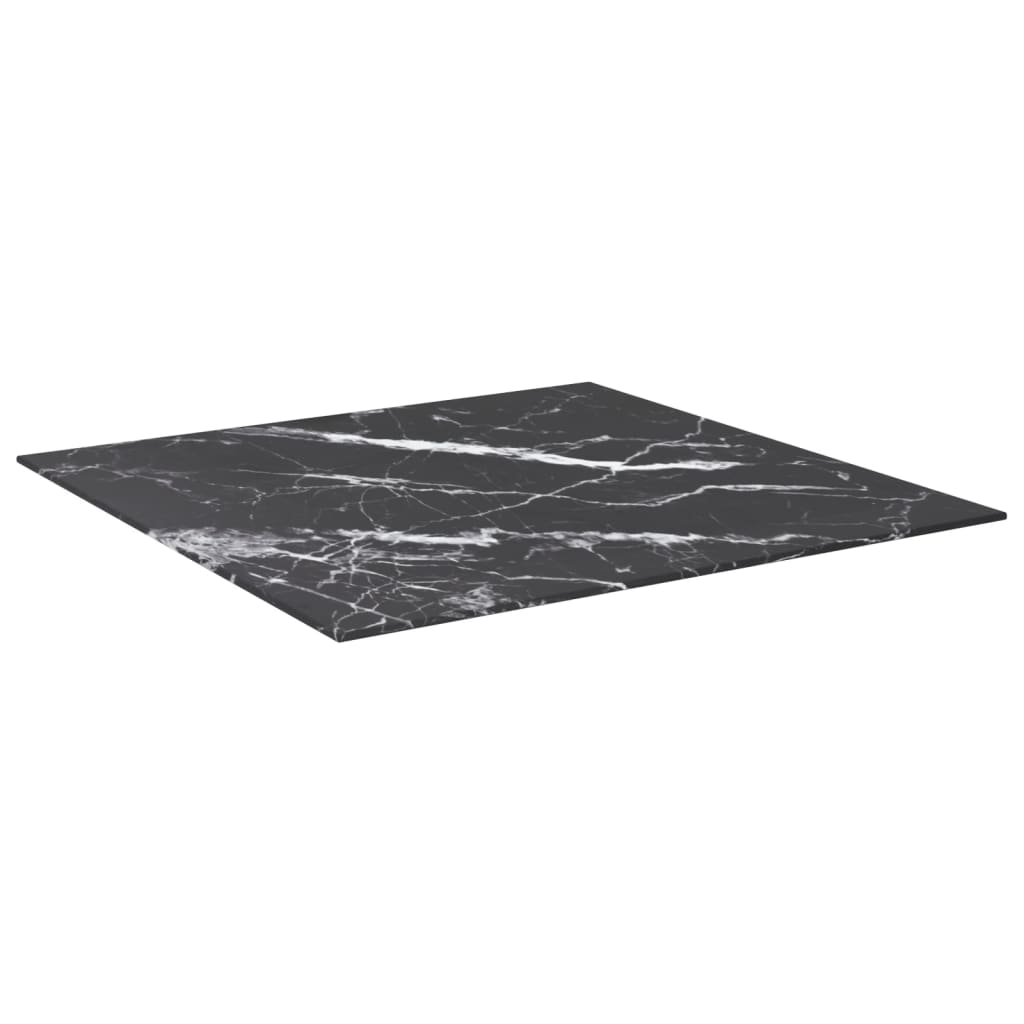 vidaXL Mizna plošča črna 70x70 cm 6 mm kaljeno steklo z marmorjem