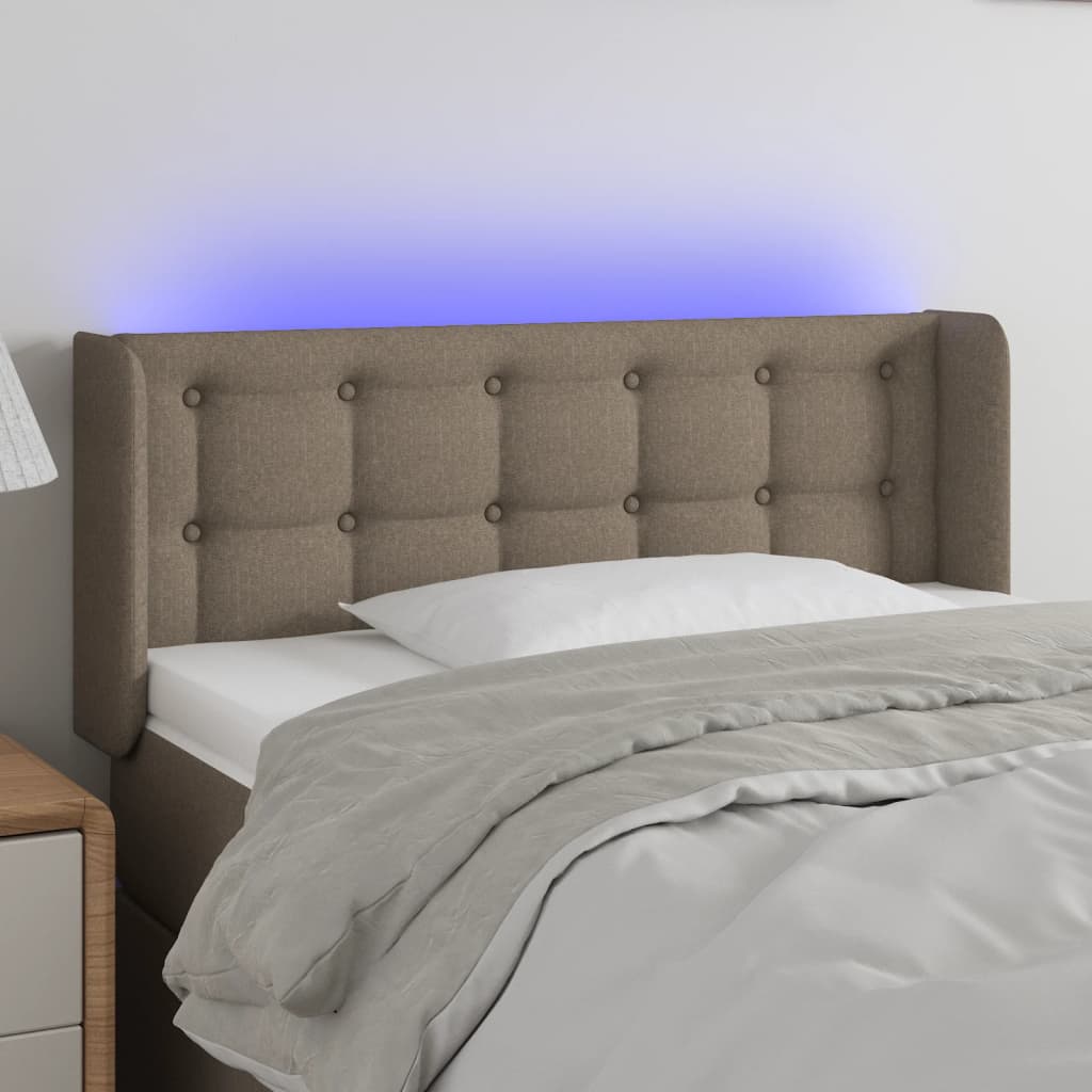 vidaXL LED posteljno vzglavje taupe 103x16x78/88 cm blago