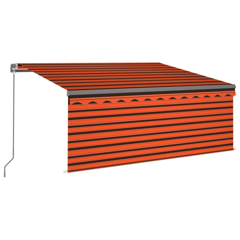 vidaXL Ročno zložljiva tenda s senčilom 3,5x2,5 m oranžna in rjava