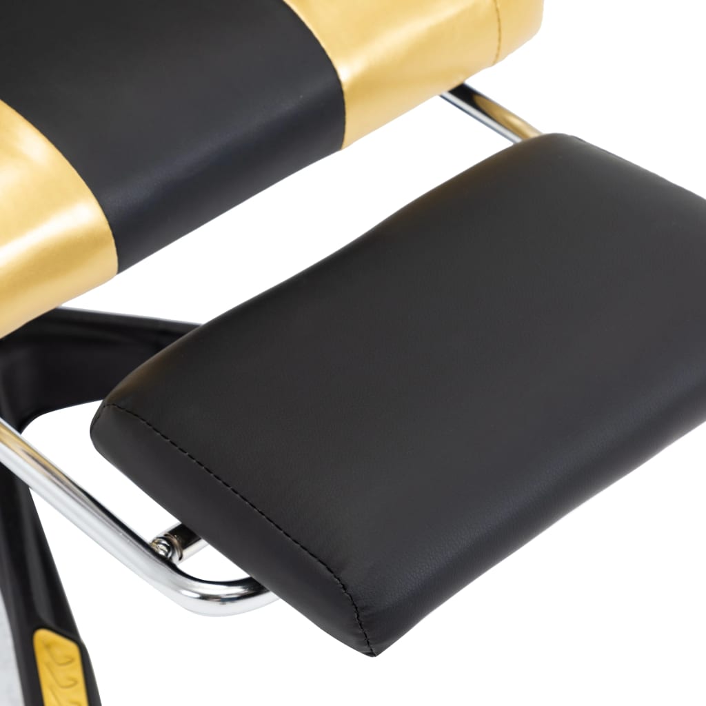 vidaXL Racing stol z oporo za noge zlato in črno umetno usnje