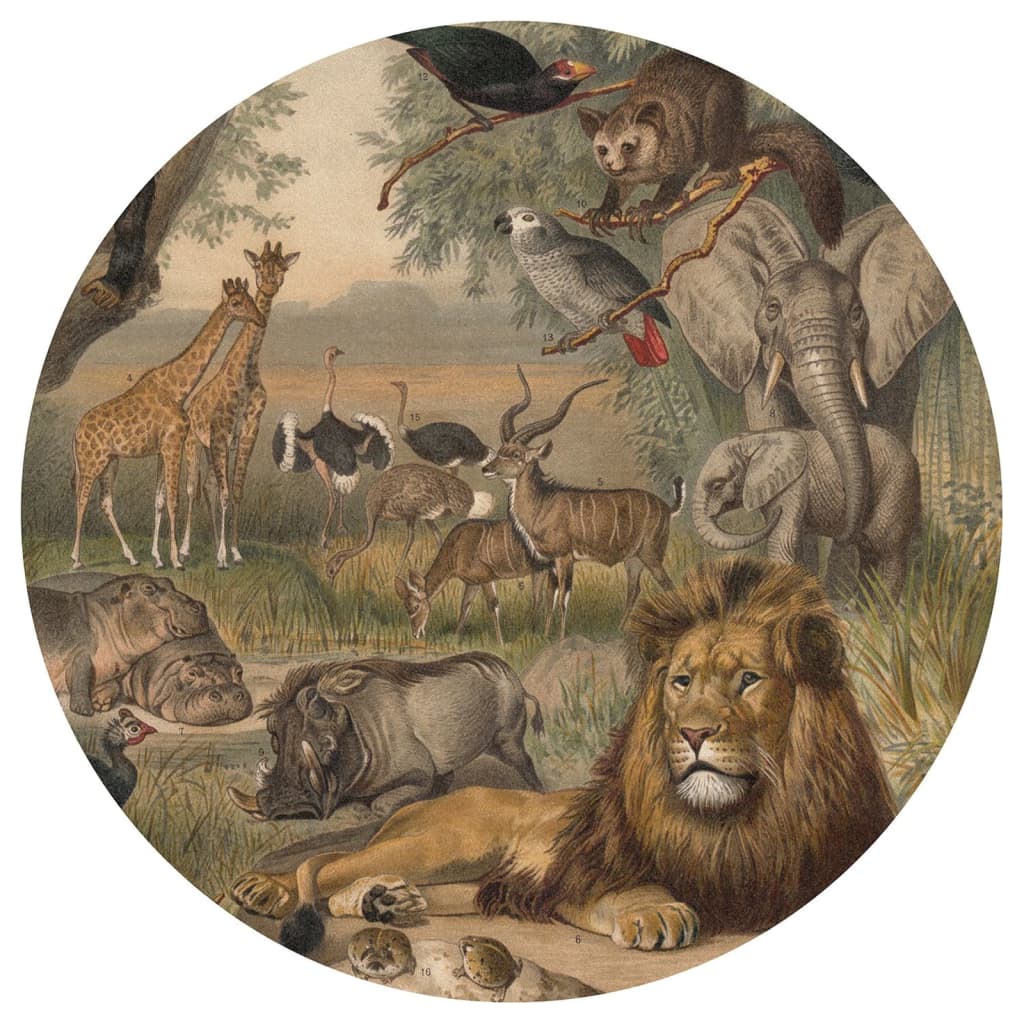 WallArt Okrogla tapeta Animals of Africa 190 cm