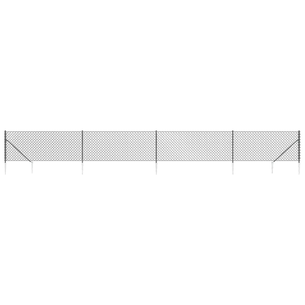 vidaXL Žična ograja s konicami za postavitev antracit 0,8x10 m