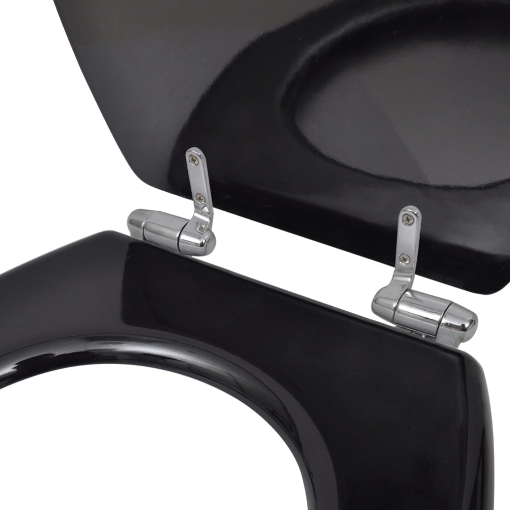 vidaXL Sedeži za WC školjko s počasnim zapiranjem 2 kosa MDF črni