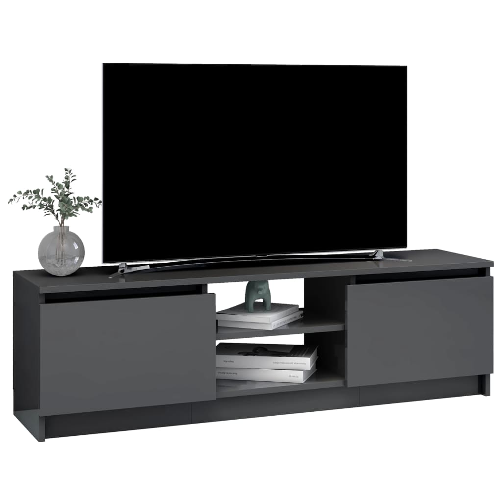 vidaXL TV omarica visok sijaj siva 120x30x35,5 cm iverna plošča