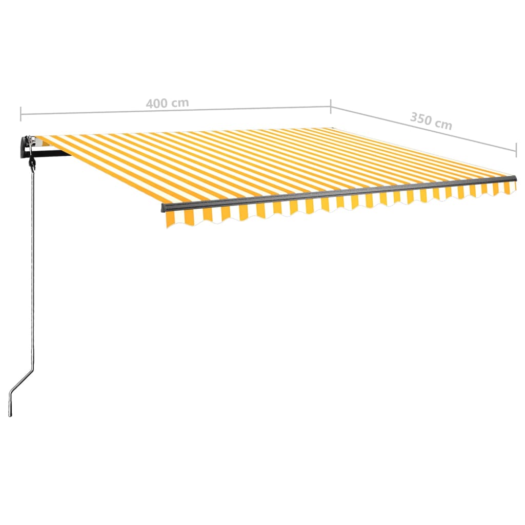 vidaXL Ročno zložljiva tenda z LED lučkami 400x350 cm rumena in bela