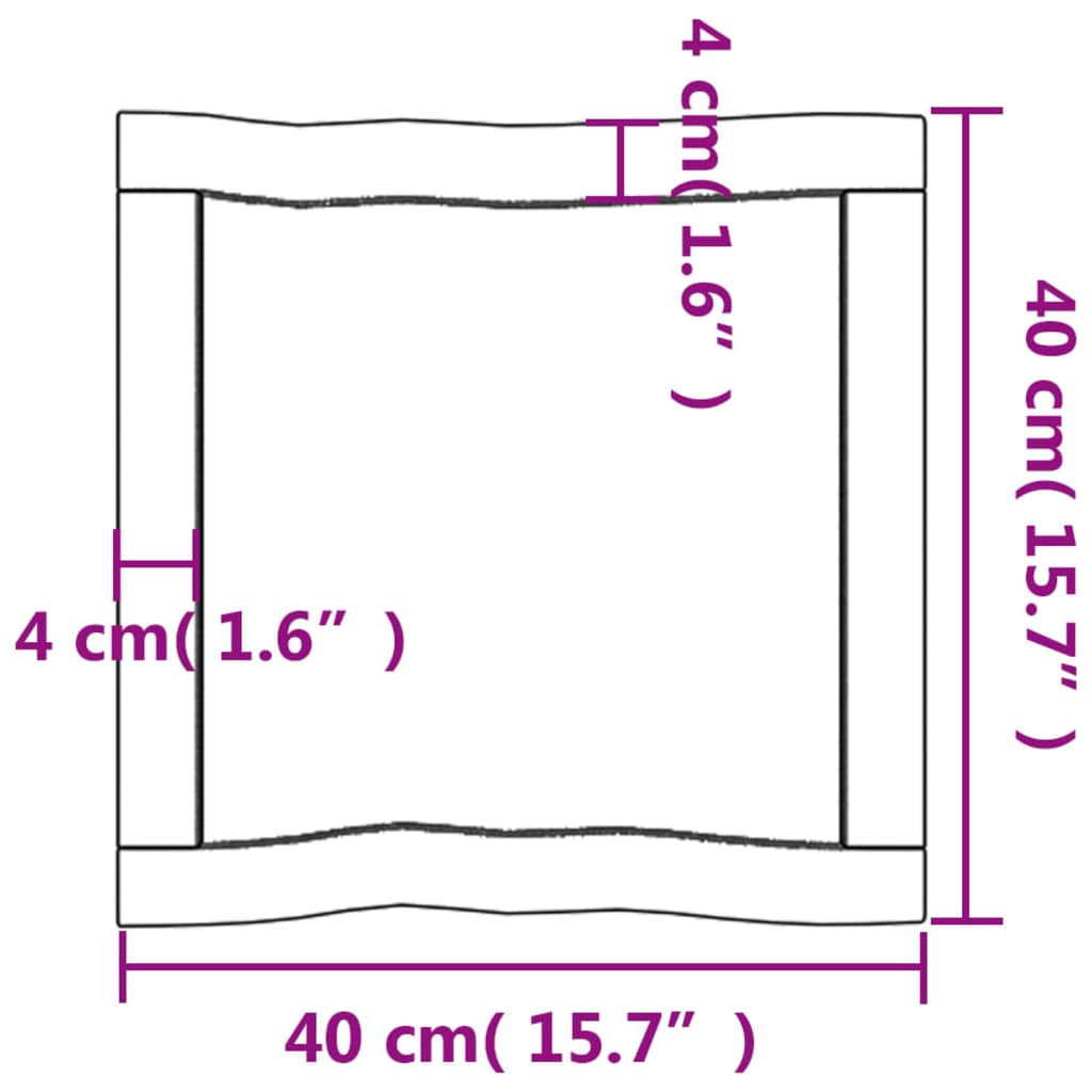 vidaXL Mizna plošča te. rjava 40x40x(2-4) cm obdelana trdna hrastovina