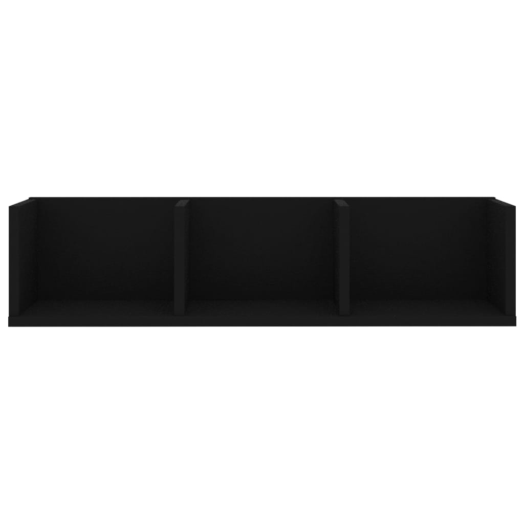 vidaXL Stenska polica za CD plošče črna 75x18x18 cm iverna plošča