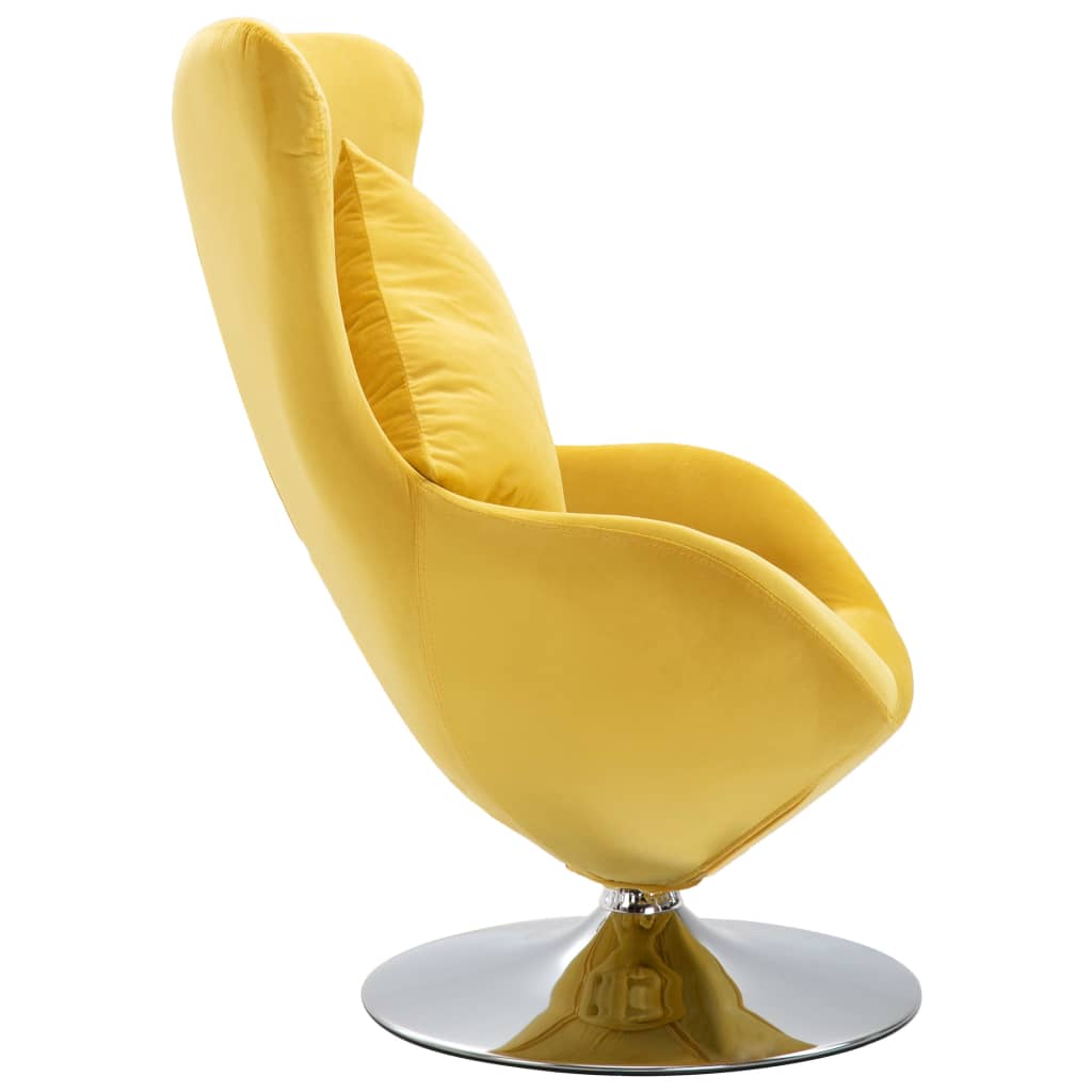 vidaXL Vrtljiv jajčast stol z blazino rumen žamet