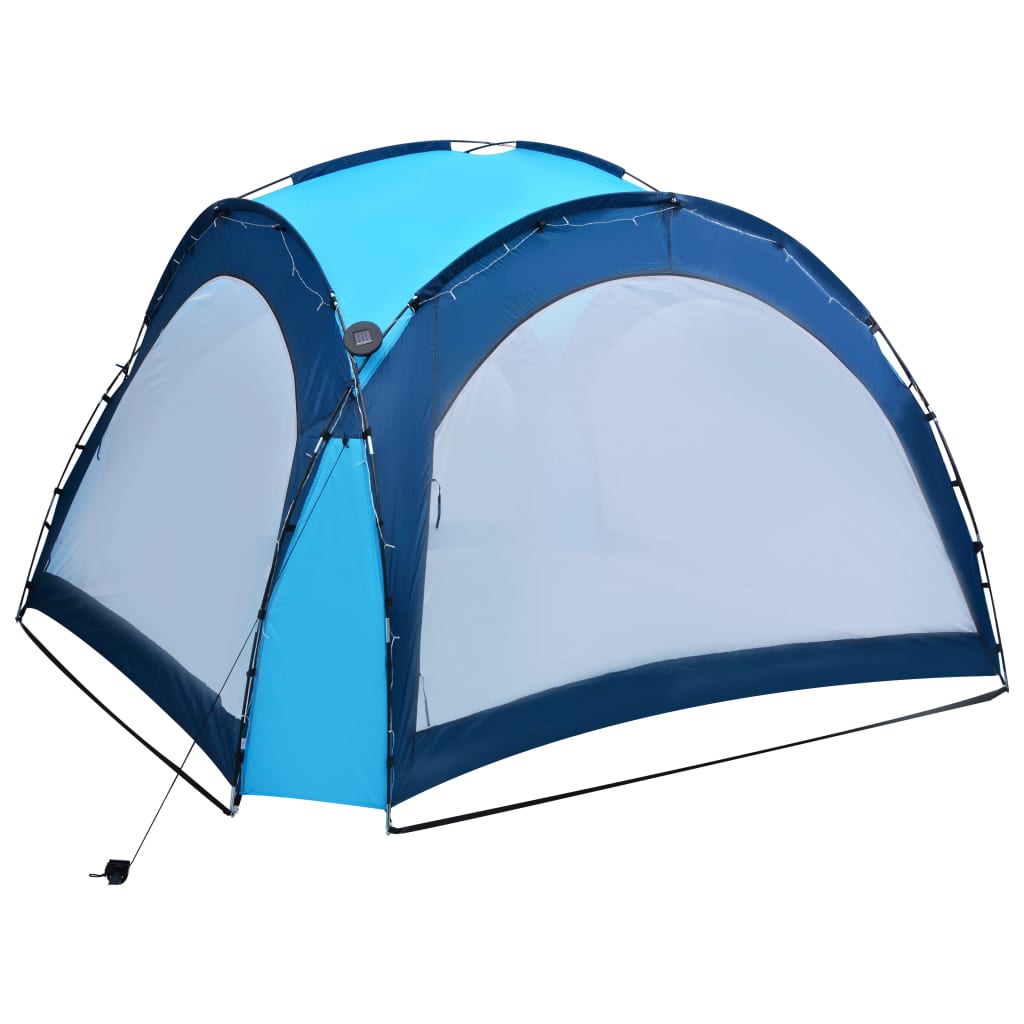 vidaXL Vrtni šotor z LED lučmi in 4 stranicami 3,6x3,6x2,3 m moder