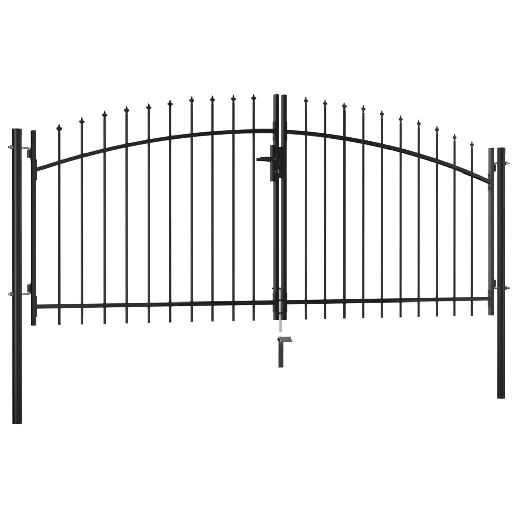 vidaXL Dvojna vrata za ograjo s konicami na vrhu 300x150 cm
