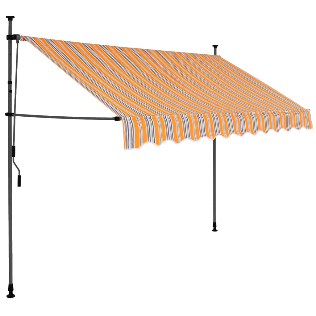 vidaXL Ročno zložljiva tenda z LED lučkami 250 cm rumena in modra