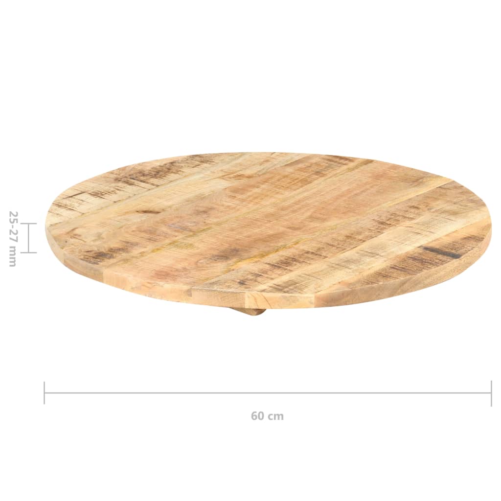 vidaXL Mizna plošča iz trdnega mangovega lesa okrogla 25-27 mm 60 cm
