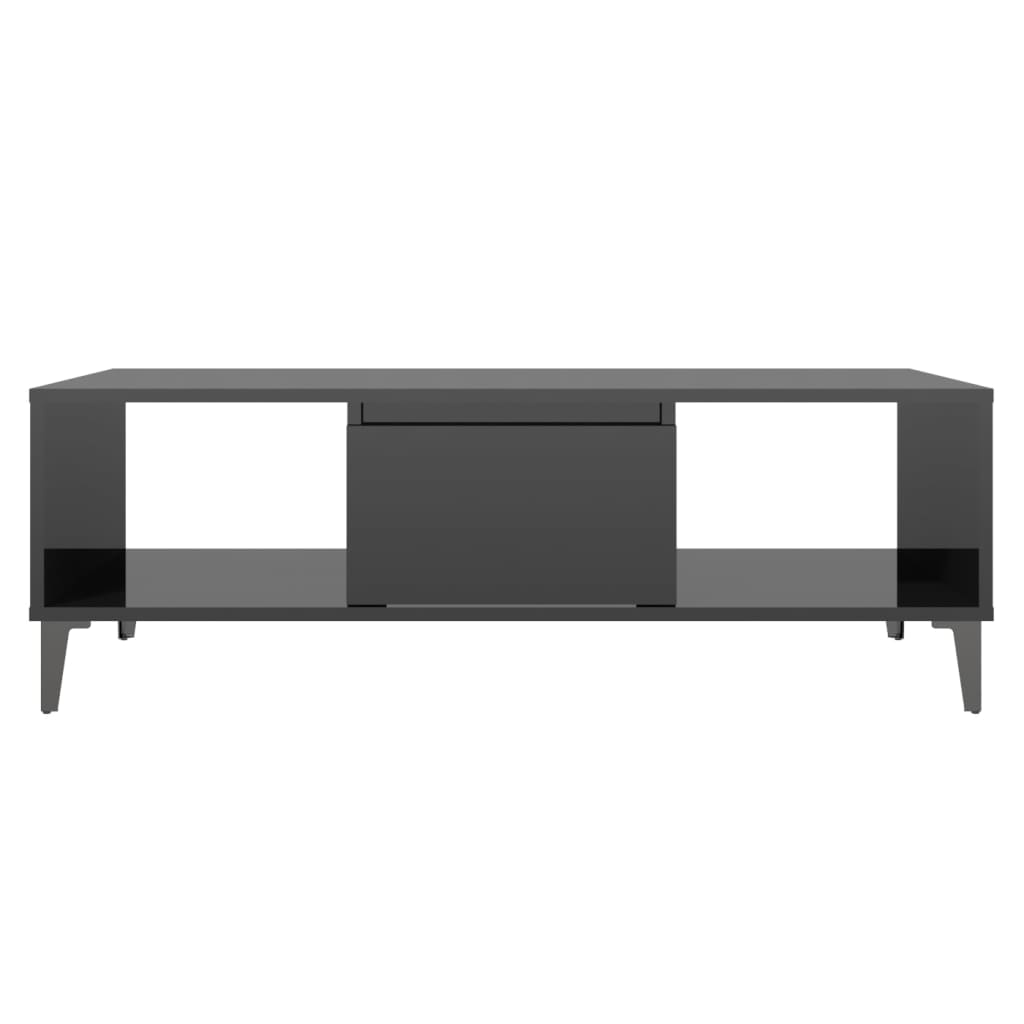 vidaXL Klubska mizica visok sijaj črna 103,5x60x35 cm iverna plošča
