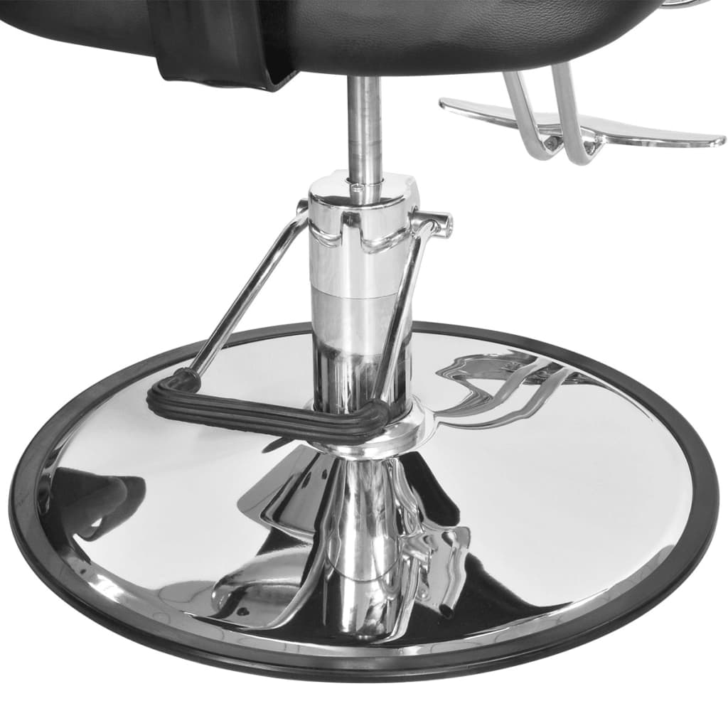 Črn profesionalni brivski stol iz umetnega usnja z naslonom za glavo