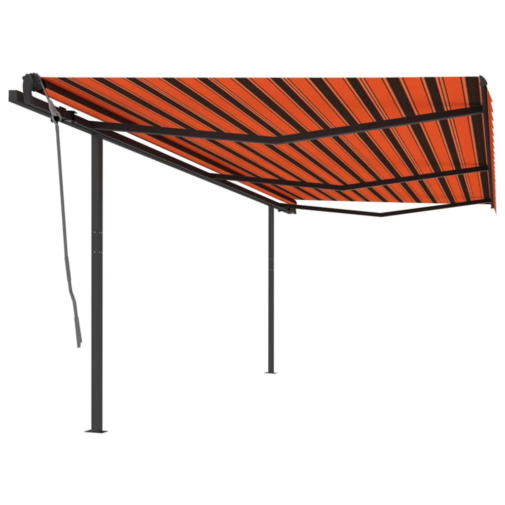 vidaXL Avtomatsko zložljiva tenda s stebrički 6x3 m oranžna in rjava