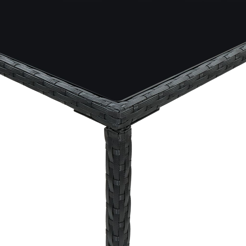 vidaXL Vrtna barska miza črna 70x70x110 cm poli ratan in steklo