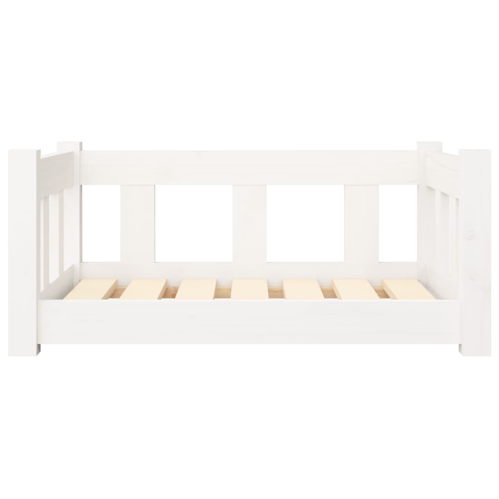 vidaXL Pasja postelja bel 65,5x50,5x28 cm trdna borovina