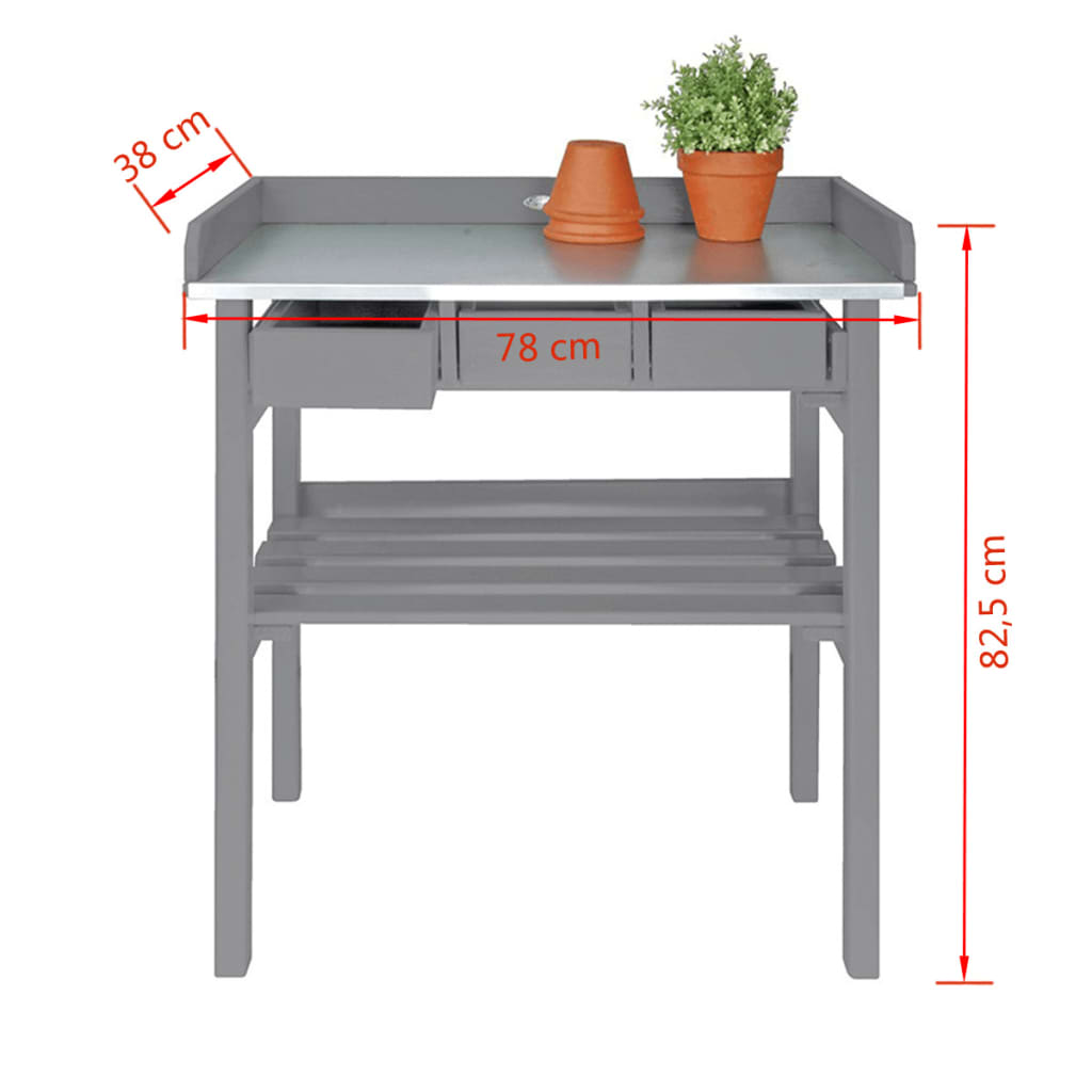 Esschert Design Vrtna delovna miza siva CF29G