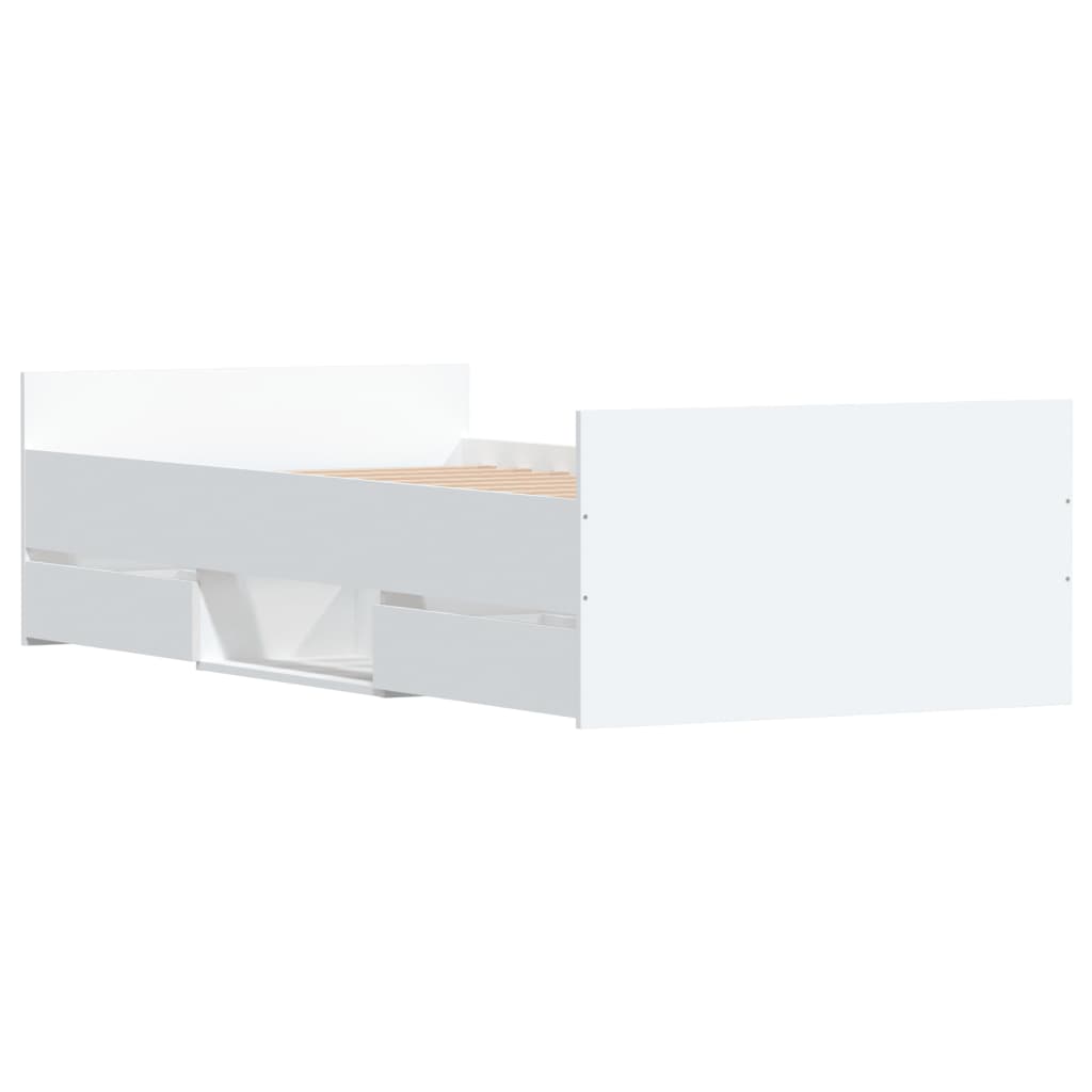vidaXL Posteljni okvir z vzglavjem in vznožjem bel 90x190 cm