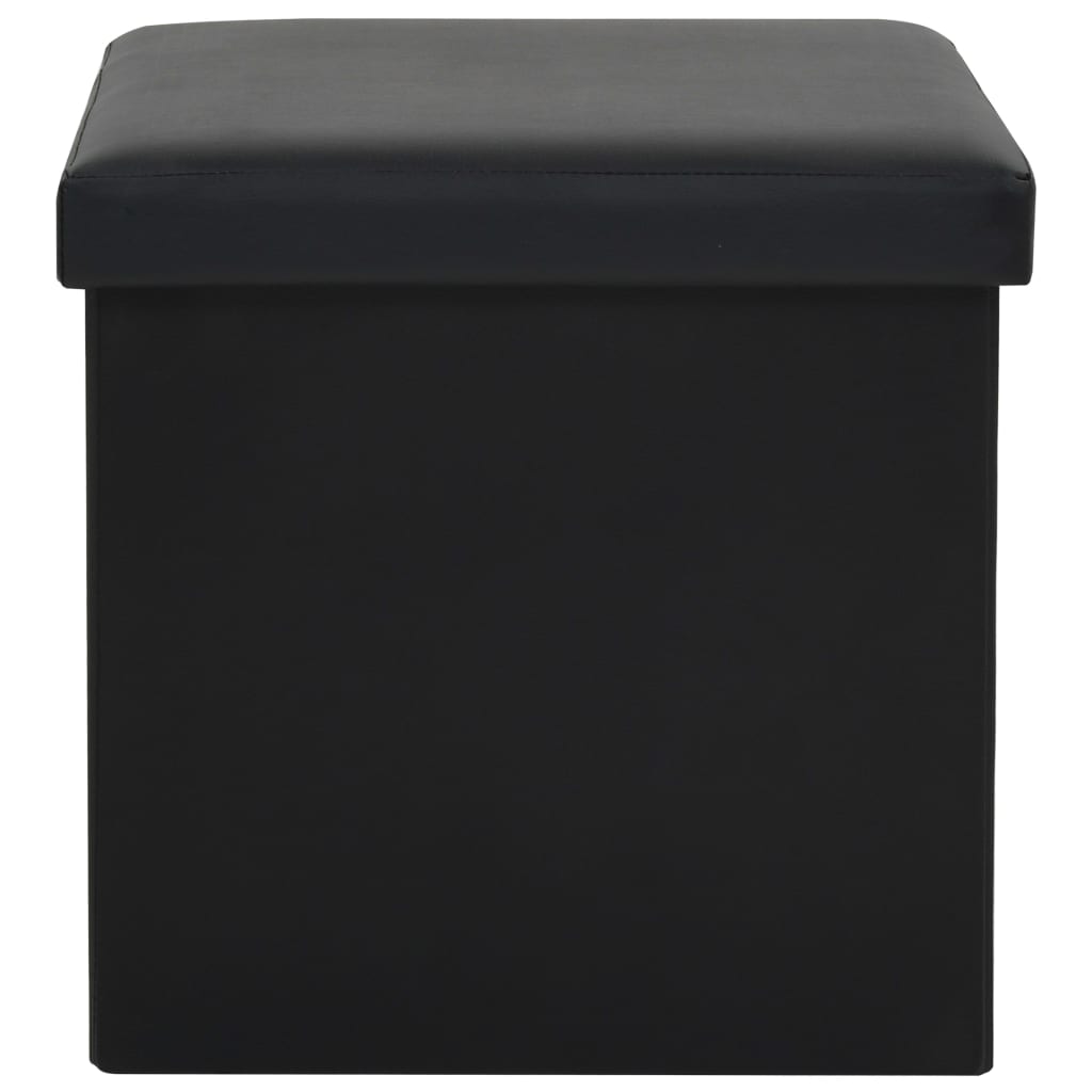 vidaXL Zložljiv stolček s prostorom za shranjevanje črno umetno usnje