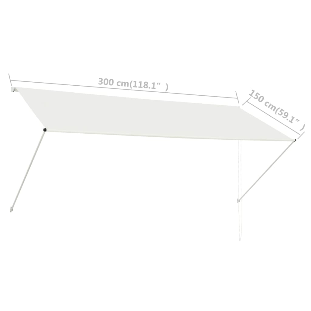 vidaXL Zložljiva tenda 300x150 cm krem