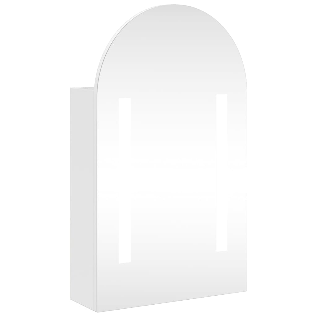 vidaXL Kopalniška omarica z ogledalom z LED obokana bela 42x13x70 cm