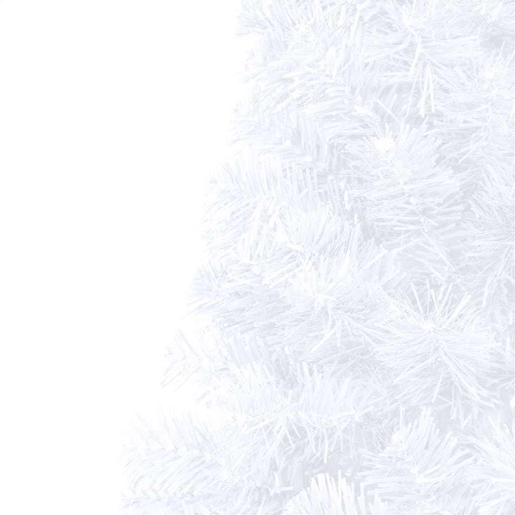 vidaXL Osvetljena polovična novoletna jelka bela 180 cm PVC