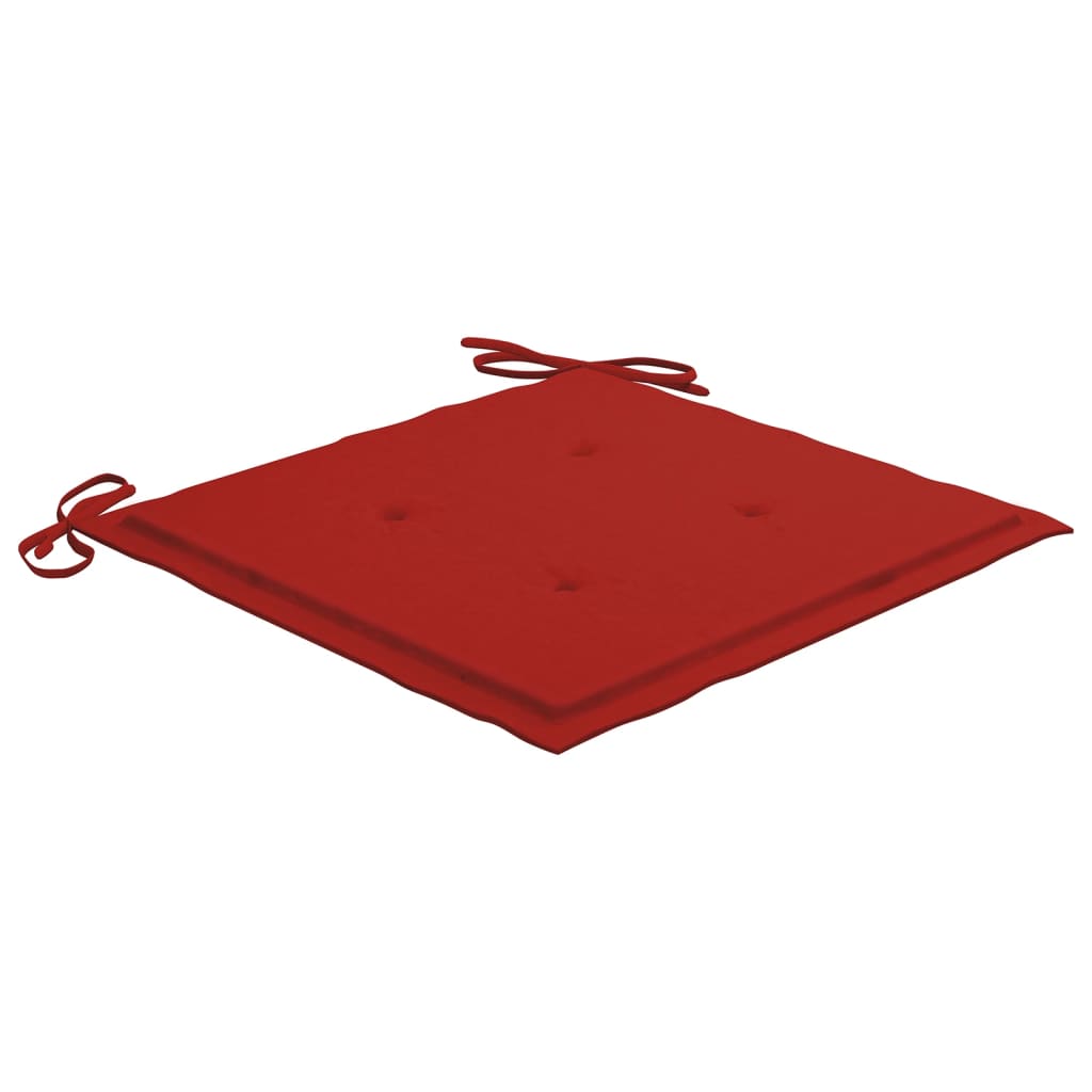 vidaXL Jedilni stoli 6 kosov z rdečimi blazinami trdna tikovina