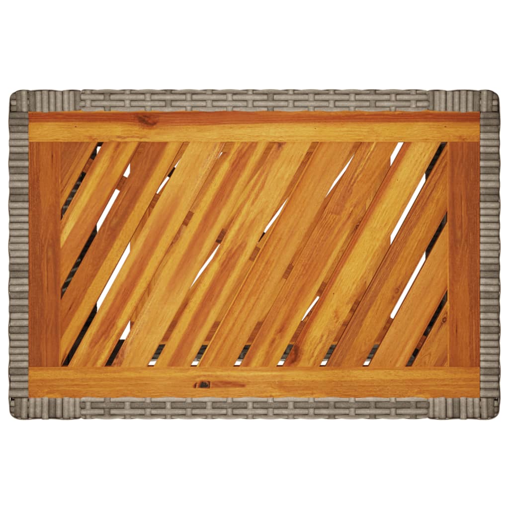 vidaXL Vrtna miza z leseno mizno ploščo siva 60x40x75 cm poli ratan