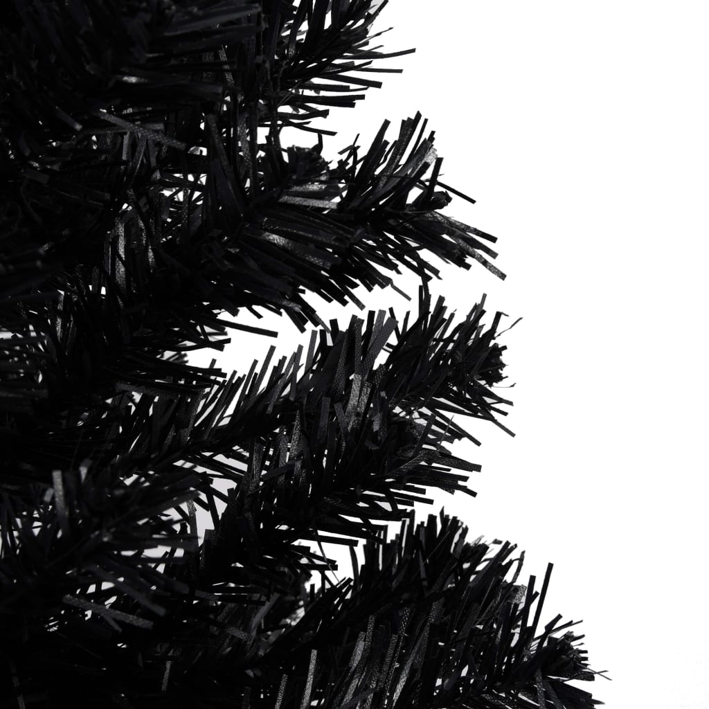 vidaXL Umetna osvetljena novoletna jelka s stojalom črna 210 cm PVC