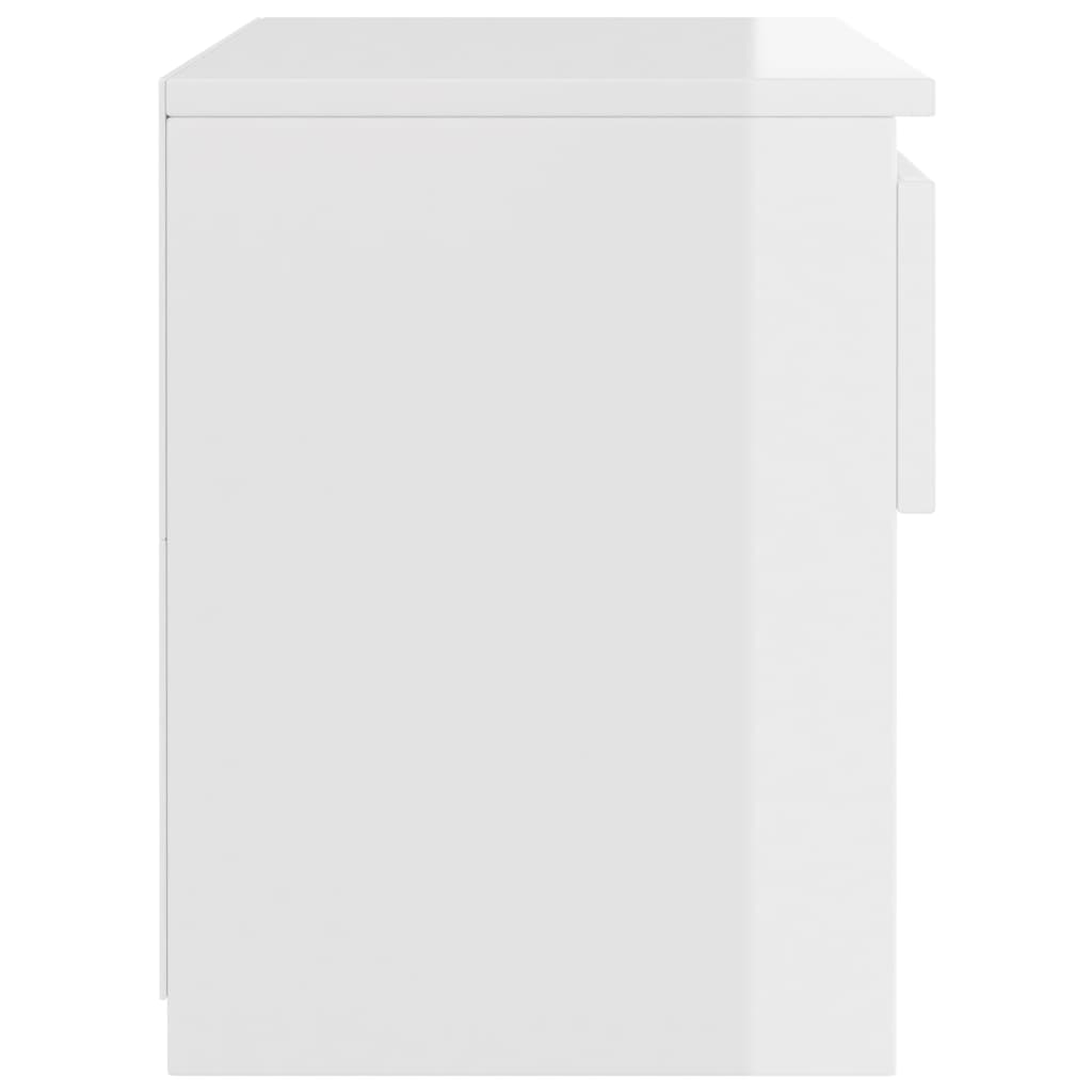 vidaXL Nočna omarica visok sijaj bela 40x30x39 cm iverna plošča