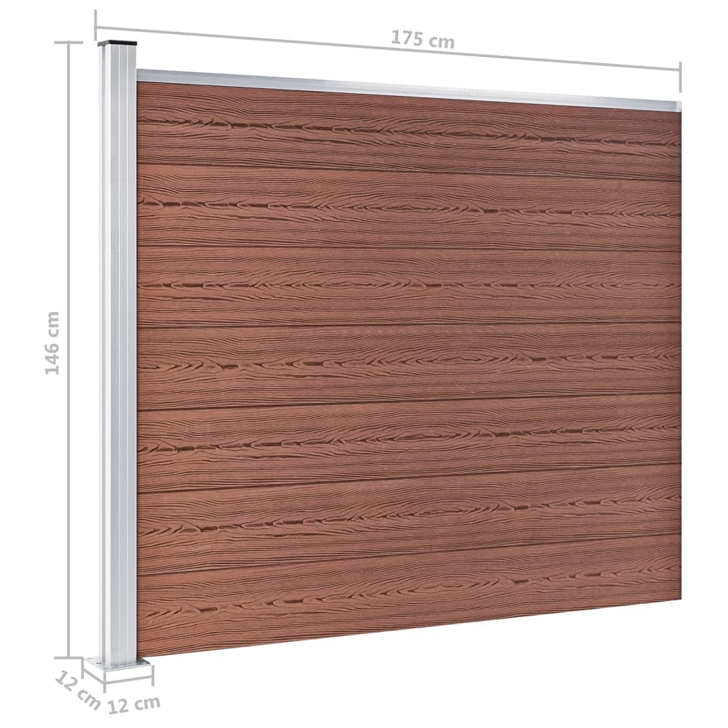 vidaXL Komplet ograjnih panelov WPC 353x146 cm rjav
