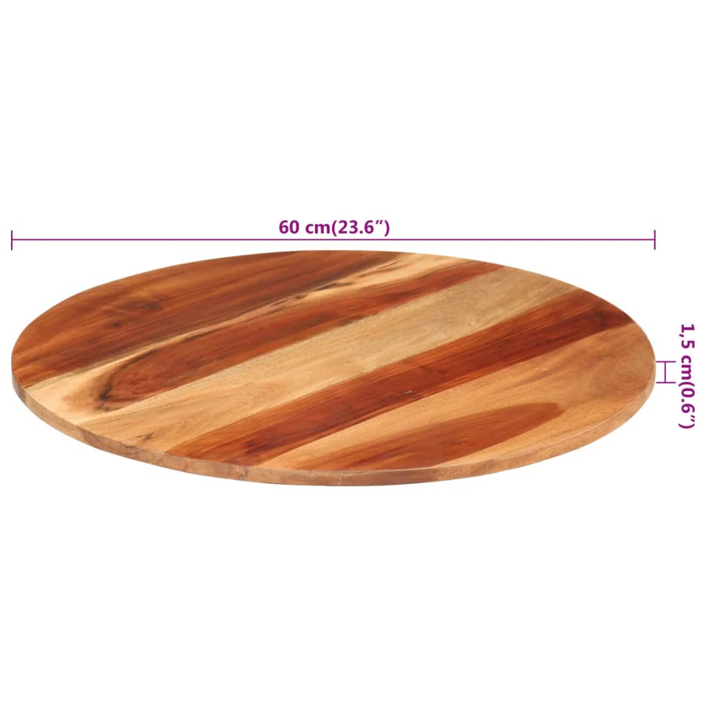 vidaXL Mizna plošča iz trdnega akacijevega lesa okrogla 15-16 mm 60 cm