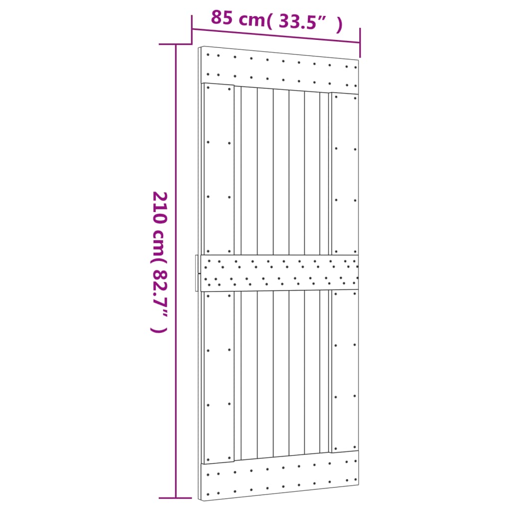 vidaXL Drsna vrata s kompletom vodil 85x210 cm trdna borovina