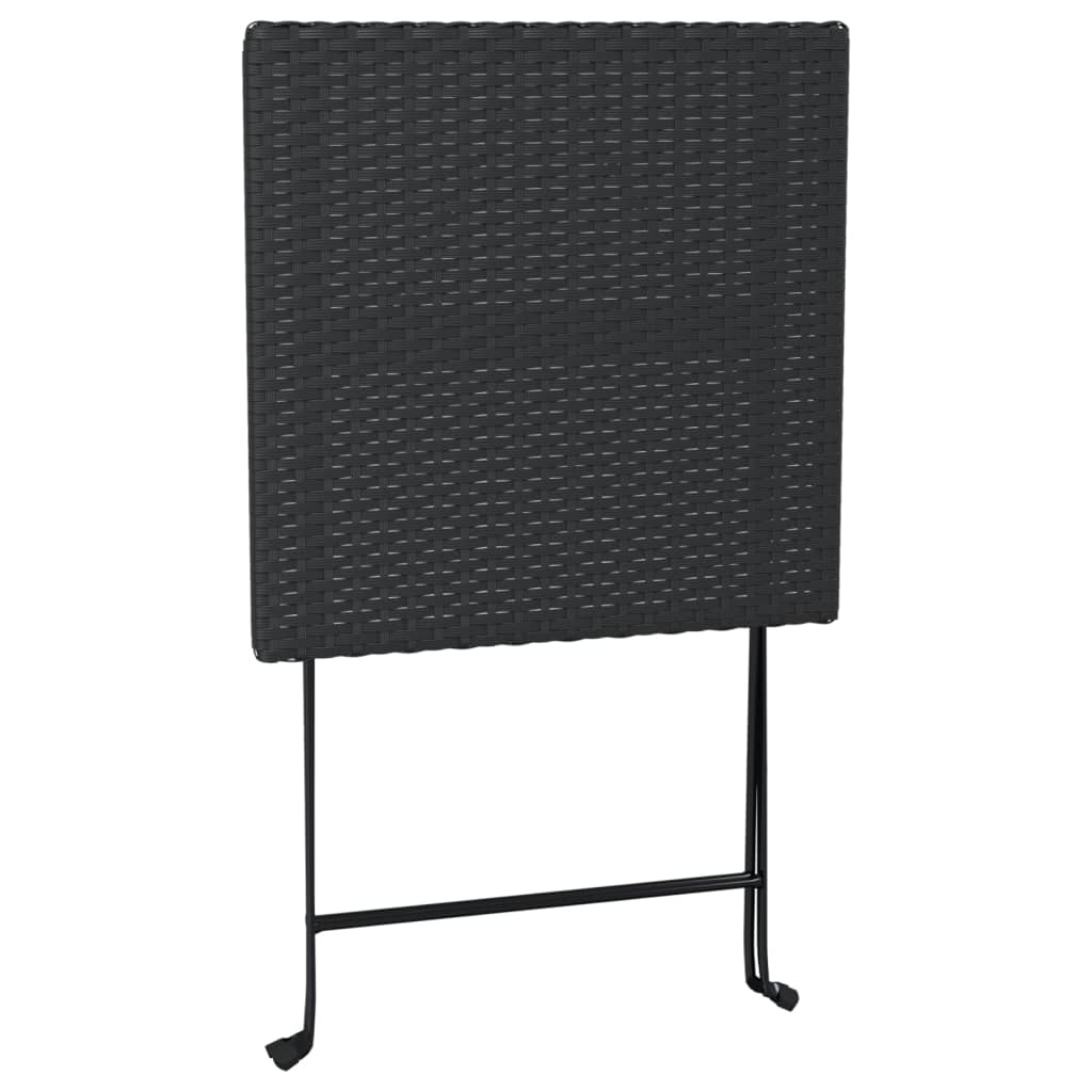 vidaXL Zložljiva bistro miza črna 55x54x71 cm poli ratan