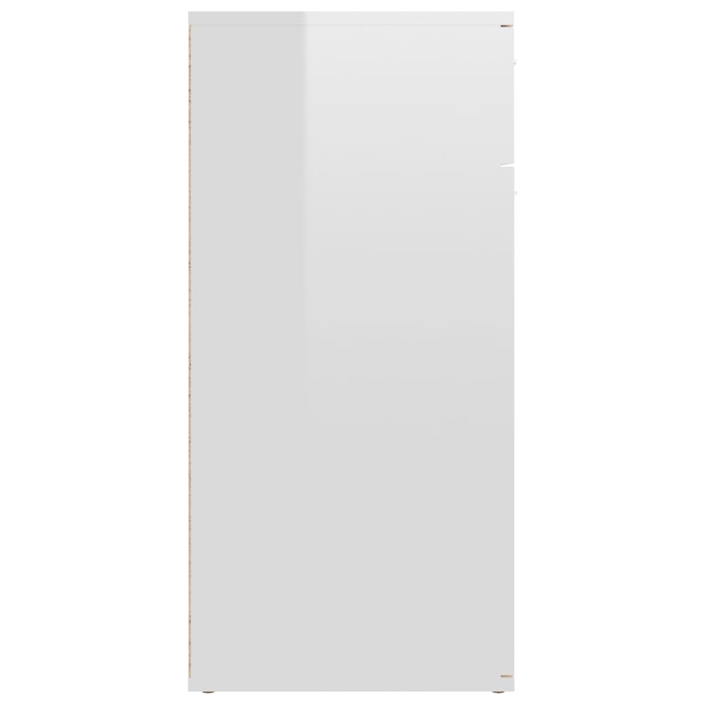 vidaXL Komoda visok sijaj bela 80x36x75 cm iverna plošča