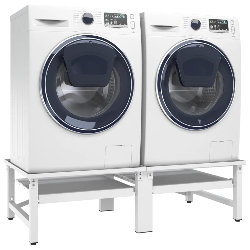 vidaXL Podstavek za pralni in sušilni stroj z izvlečnima policama bel