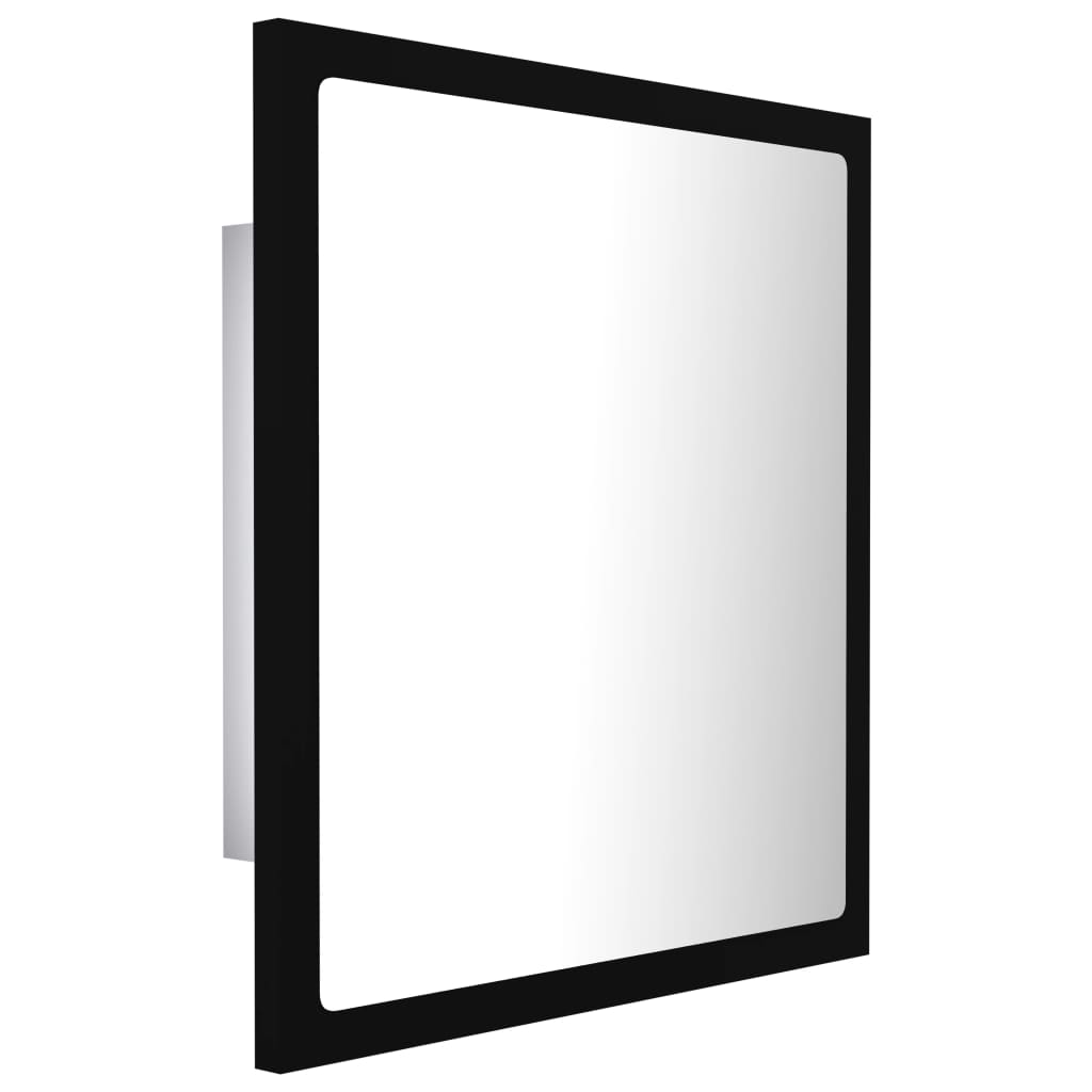 vidaXL LED kopalniško ogledalo črno 40x8,5x37 cm akril