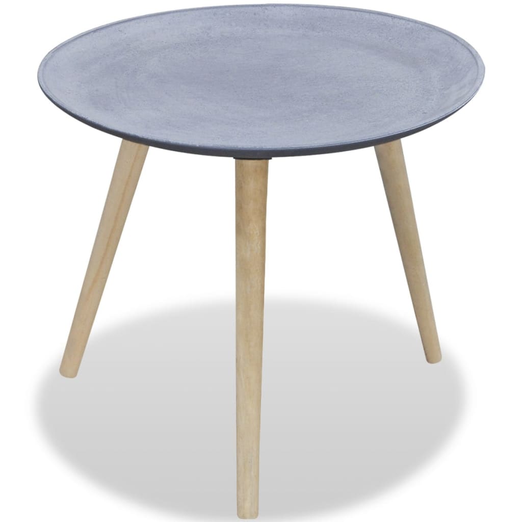 vidaXL Odstavna mizica okrogla siva betonski videz