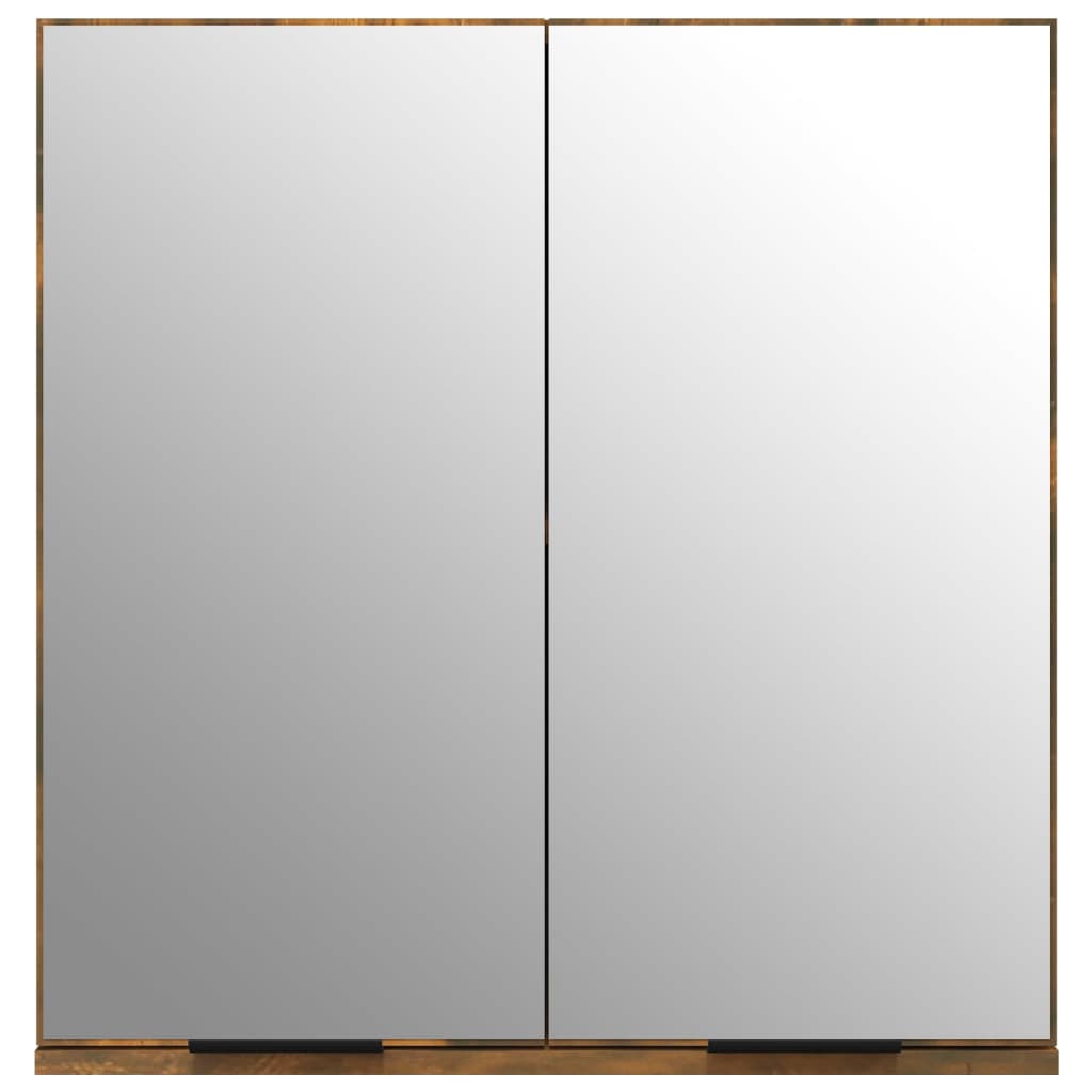 vidaXL Kopalniška omarica z ogledalom dimljeni hrast 64x20x67 cm