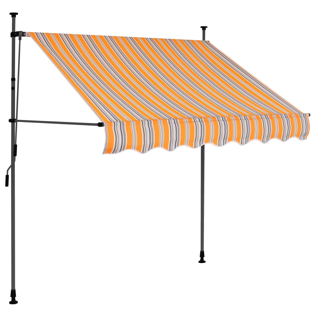vidaXL Ročno zložljiva tenda z LED lučkami 150 cm rumena in modra