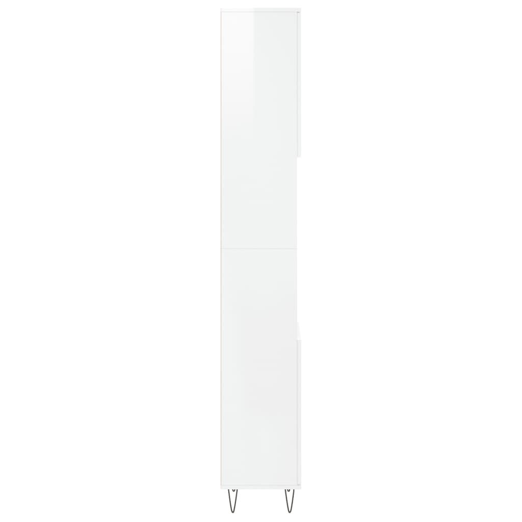 vidaXL Kopalniška omarica visok sijaj bela 30x30x190 cm inženirski les