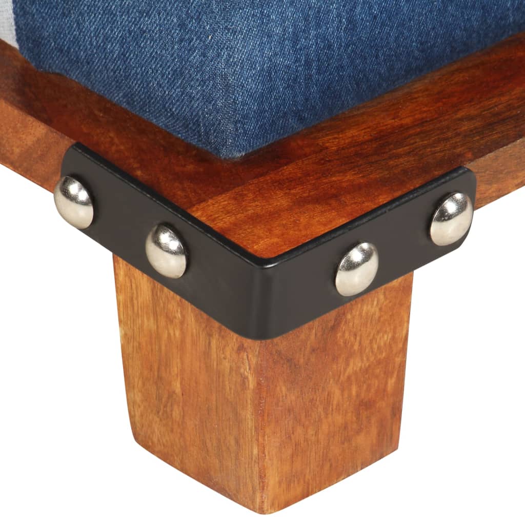 vidaXL Oblazinjen stol 80x67x62 cm jeans in trden mangov les