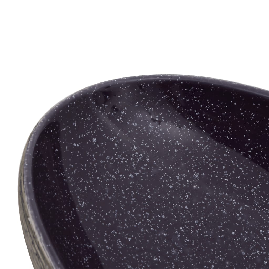 vidaXL Nadpultni umivalnik vijoličen in siv ovalen 59x40x14cm keramika