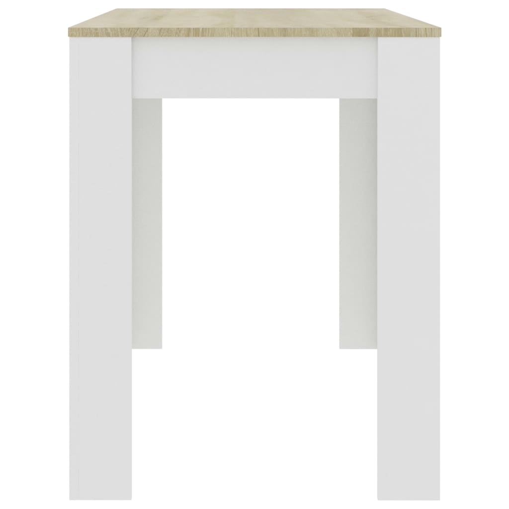 vidaXL Jedilna miza bela in sonoma hrast 120x60x76 cm iverna plošča